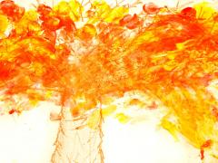 Paint + Water Bottle = Fall Leaf Painting