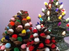 Pine Cone & Pom-Pom Christmas Trees