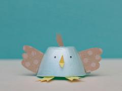 Egg carton bunny and chick