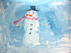 Snowman Wax Resist Painting