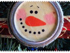 Antiqued Canning Lid Snowman